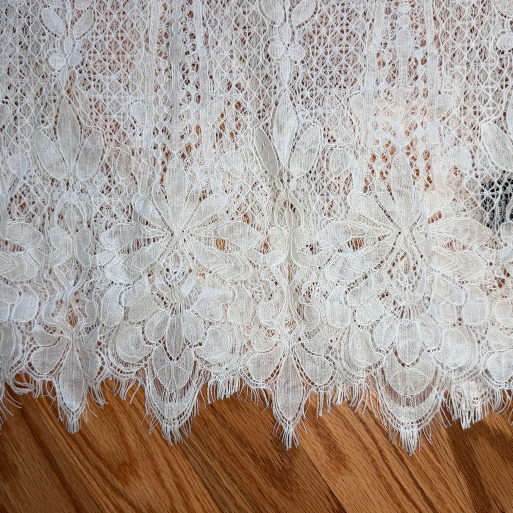 White Lace 3X Swim Cover Up Dress Beach Boho Resort Colleen Lopez Flowy Sleeve - Picture 7 of 12